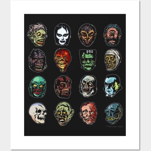 Horror Movie Monster Masks (color) Posters and Art